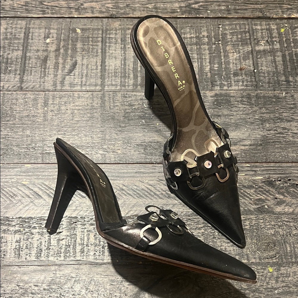 Black Heels with Silver Accents